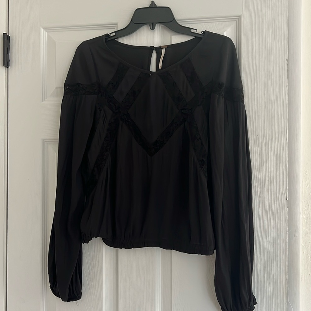 Free people black sheer top